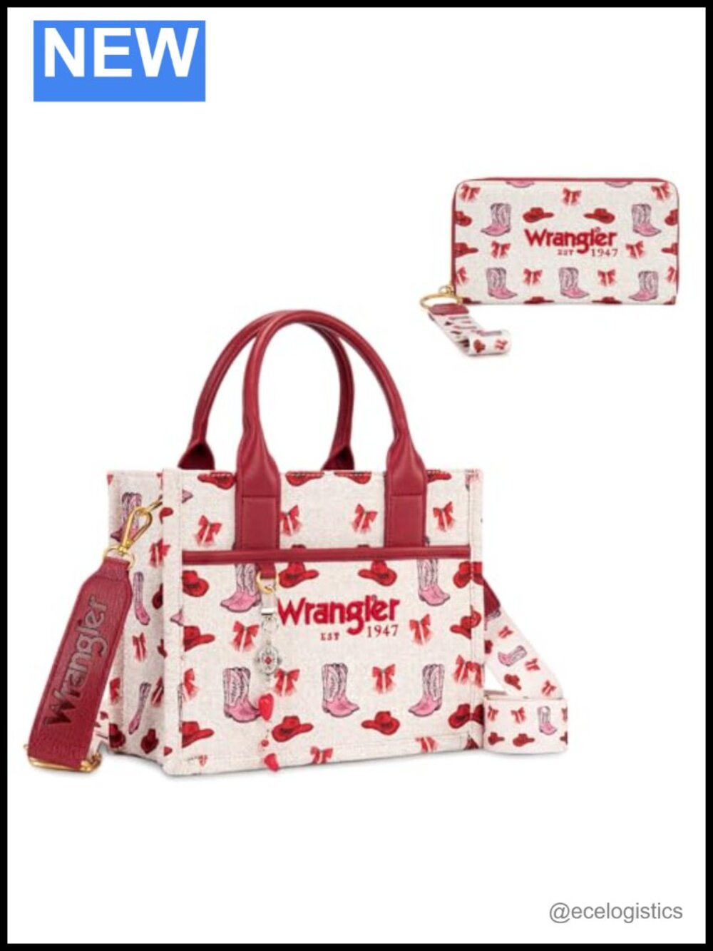 Wrangler Rodeo Icons Tote Bag and Wristlet Wallet Set with RFID Blocking